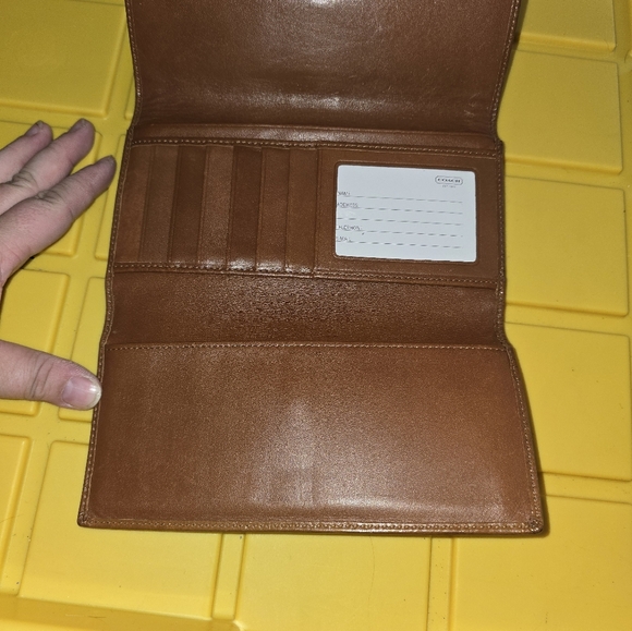 Coach Soho Signature Mini C Trifold Green Jacquard Dark Leather Checkbook Wallet - Picture 8 of 9